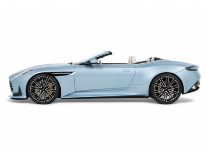 2023 Aston Martin DB12 Volante Caribbean Blue Pearl with White Interior 1/18 Model Car by GT Spirit
