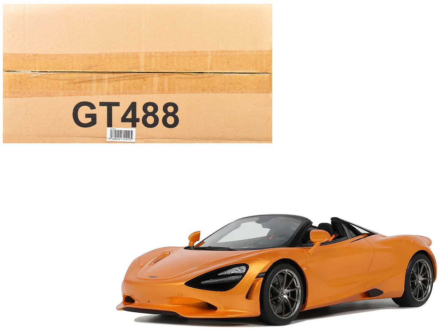2024 McLaren 750S Spider Orange Metallic 1/18 Model Car by GT Spirit
