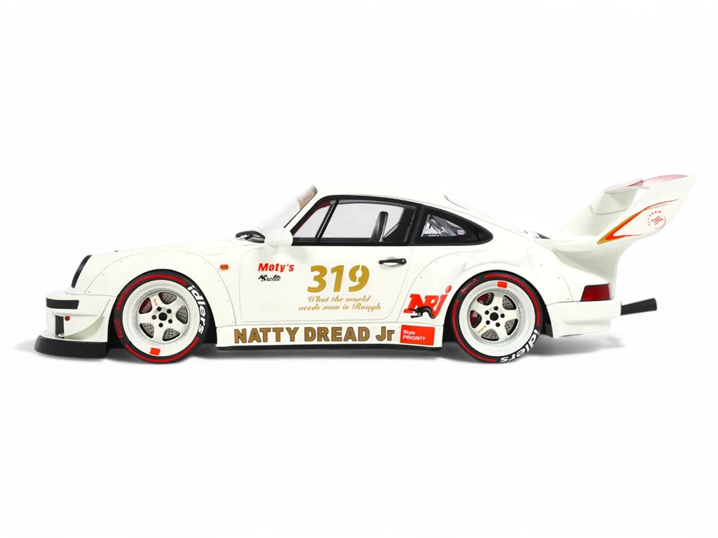 2024 Porsche RWB 964 "Natty Dread Junior" White with Graphics 1/18 Model Car by GT Spirit