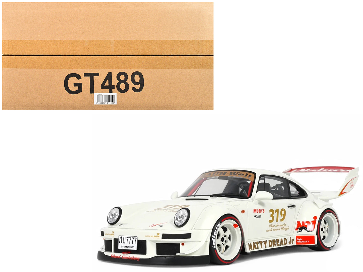 2024 Porsche RWB 964 "Natty Dread Junior" White with Graphics 1/18 Model Car by GT Spirit