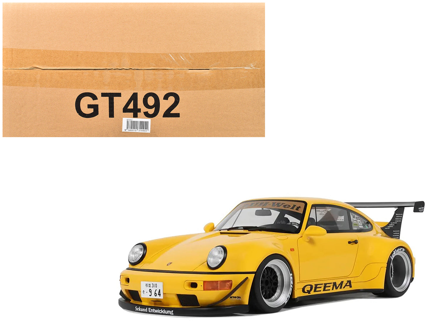 2024 Porsche 911 (964) RWB "Qeema" Yellow 1/18 Model Car by GT Spirit-DiecastModeler.com