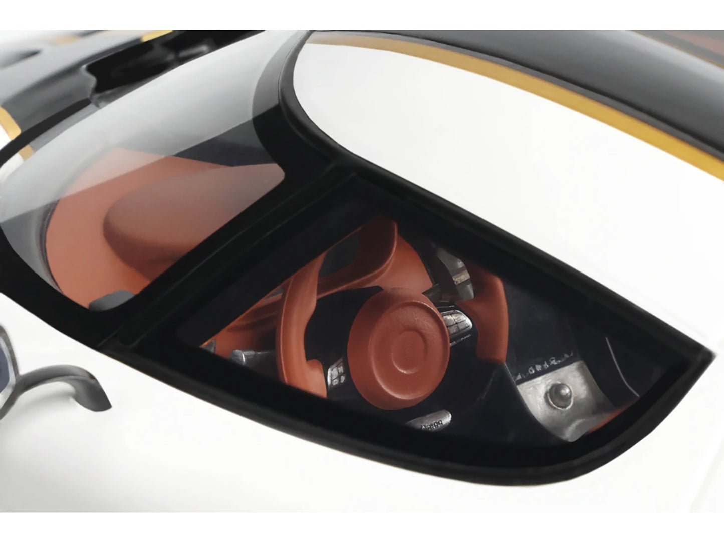 2023 Koenigsegg Regera White with Black Stripes 1/18 Model Car by GT Spirit