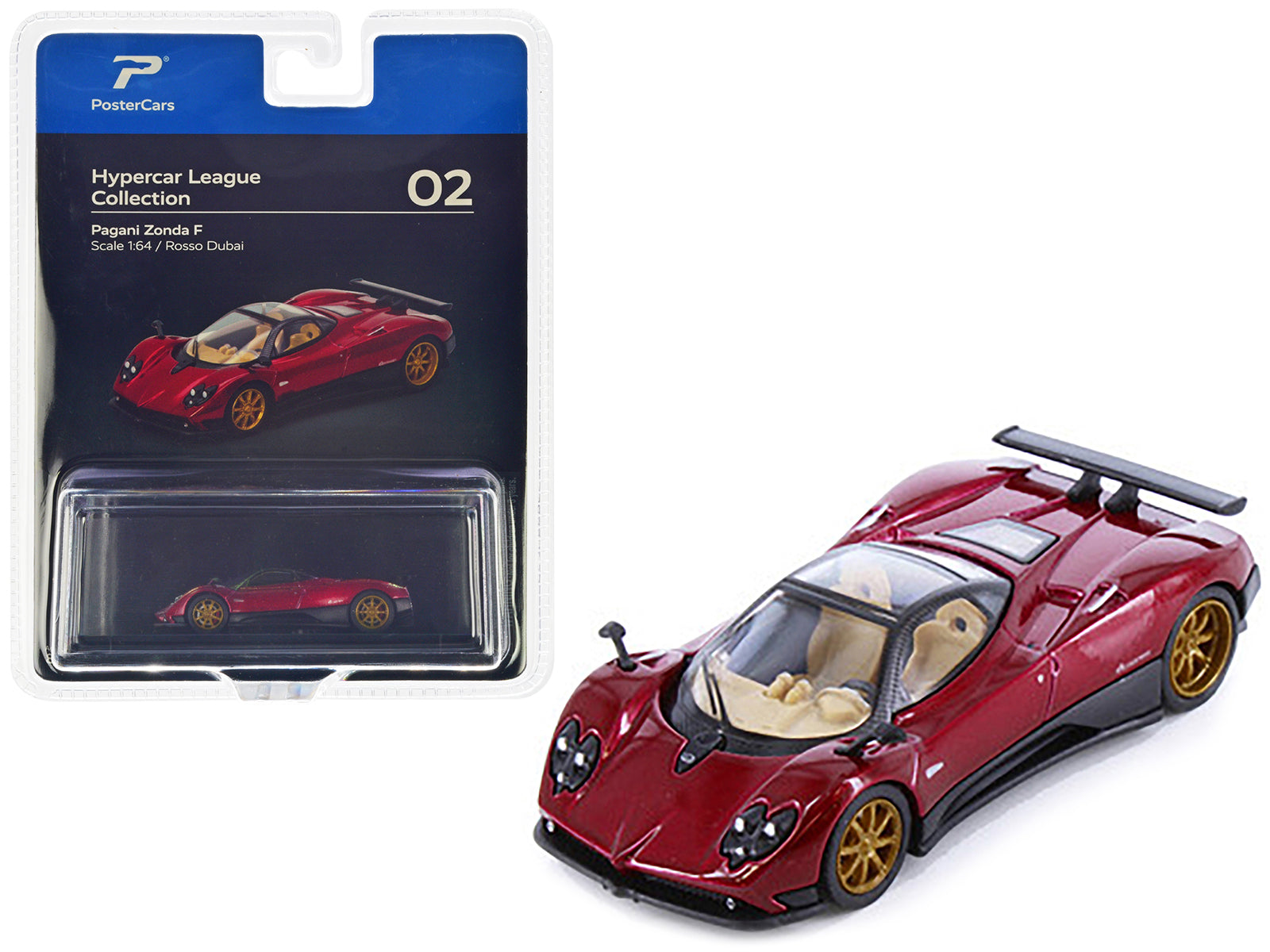 Pagani Zonda F Rosso Dubai Red Metallic "Hypercar League Collection" 1/64 Diecast Model Car by PosterCars-DiecastModeler.com