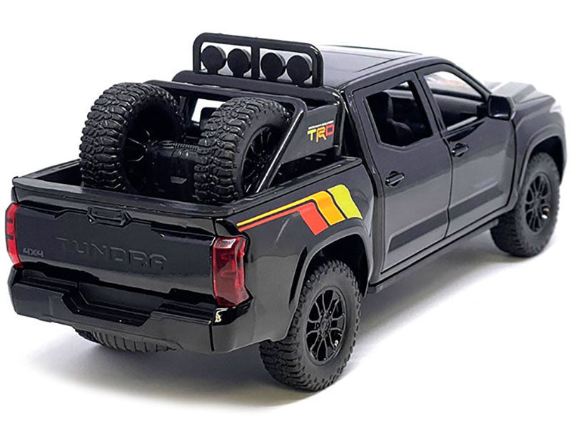 2023 Toyota Tundra TRD 4x4 Pickup Truck Black with TRD Stripes with Sunroof and Wheel Rack Limited Edition to 2400 pieces Worldwide 1/24 Diecast Model Car