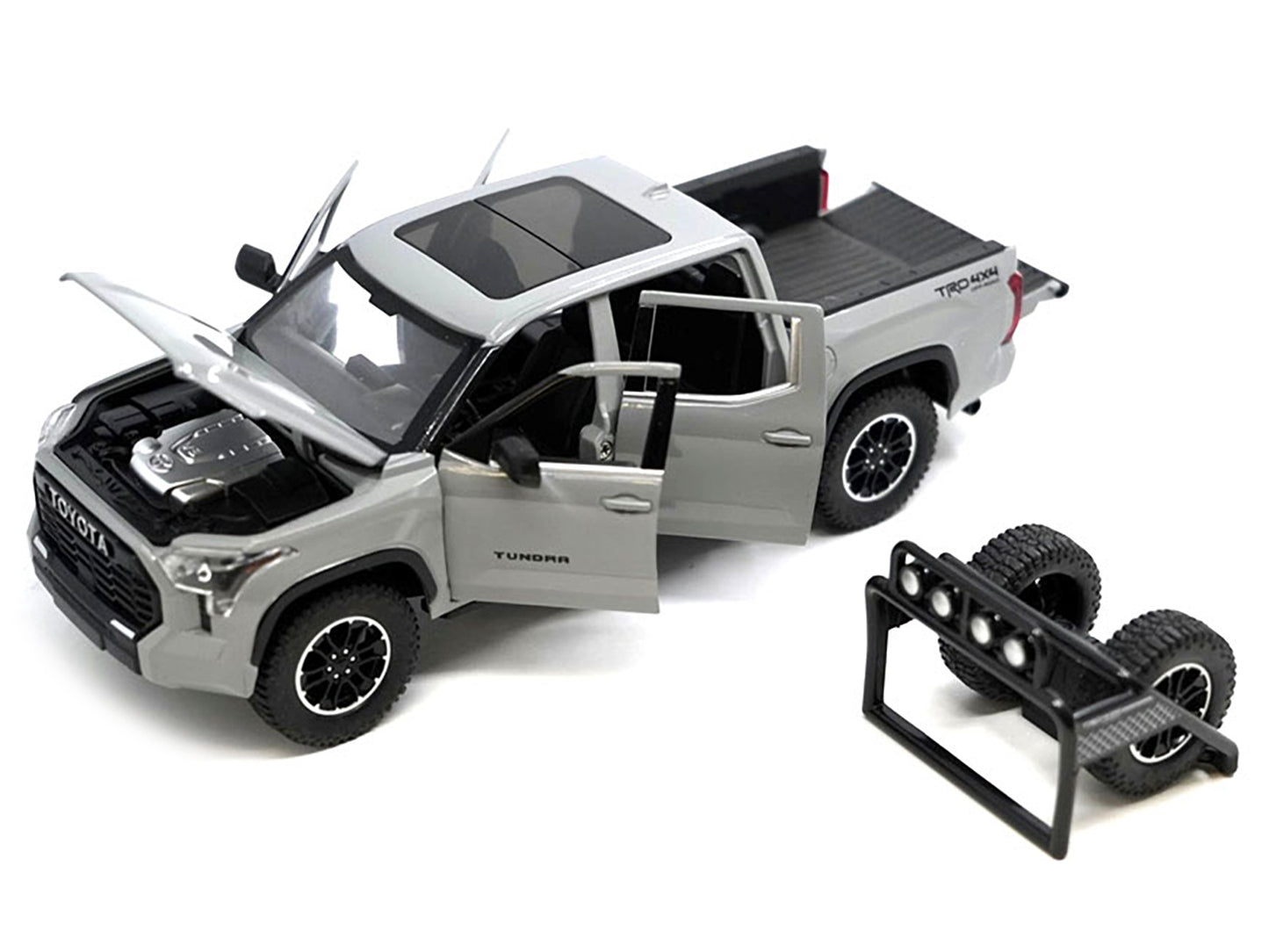 2023 Toyota Tundra TRD 4x4 Pickup Truck Cement Gray with Sunroof and Wheel Rack 1/24 Diecast Model Car