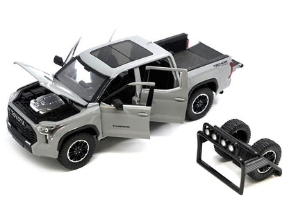 2023 Toyota Tundra TRD 4x4 Pickup Truck Cement Gray with Sunroof and Wheel Rack 1/24 Diecast Model Car