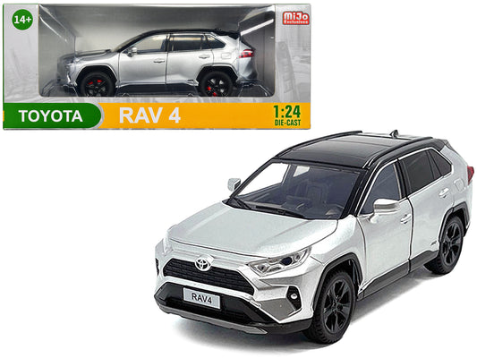Toyota Rav4 Hybrid XSE Silver Metallic with Black Top and Sunroof 1/24 Diecast Model Car-DiecastModeler.com