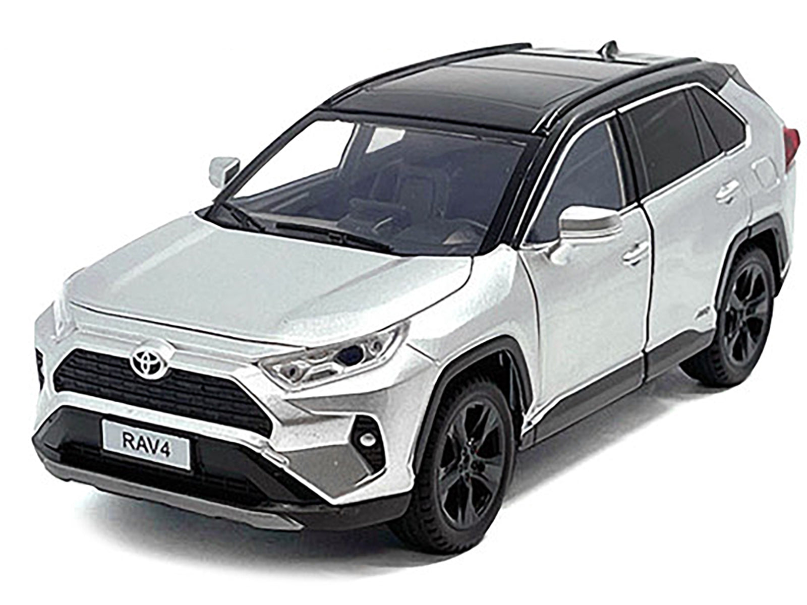 Toyota Rav4 Hybrid XSE Silver Metallic with Black Top and Sunroof 1/24 Diecast Model Car-DiecastModeler.com
