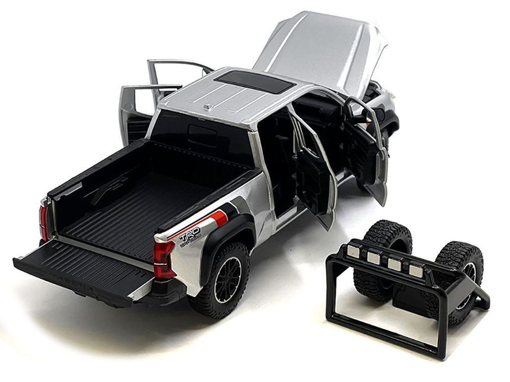 2024 Toyota Tacoma TRD Off Road Edition Pickup Truck Silver Metallic with TRD Stripes with Sunroof and Wheel Rack Limited Edition to 2400 pieces Worldwide 1/24 Diecast Model Car