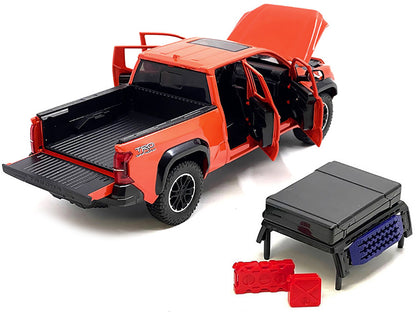2024 Toyota Tacoma TRD Off-Road Edition Pickup Truck Octane Orange with Bed Camper 1/24 Diecast Model Car