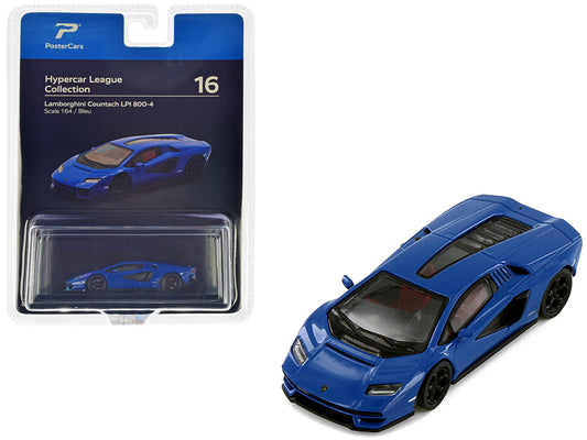 Lamborghini Countach LPI 800-4 Blue "Hypercar League Collection" 1/64 Diecast Model Car by PosterCars-DiecastModeler.com
