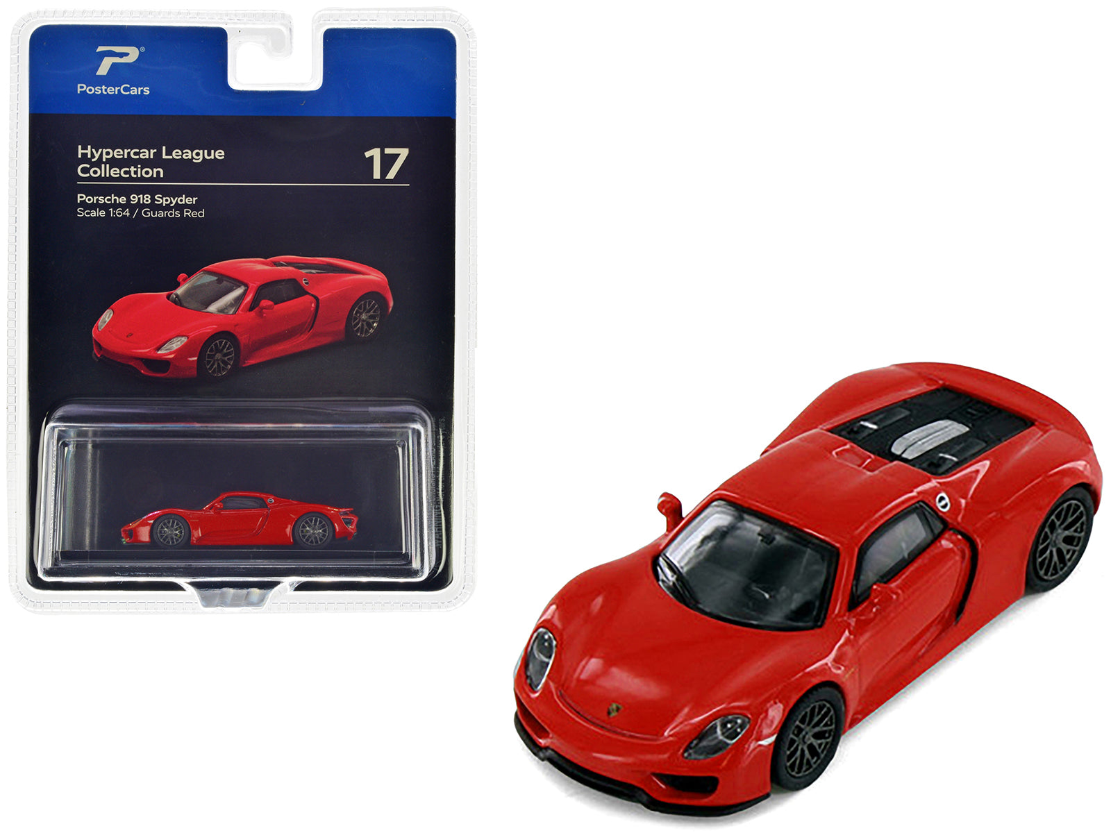 Porsche 918 Spyder Guards Red "Hypercar League Collection" 1/64 Diecast Model Car by PosterCars-DiecastModeler.com