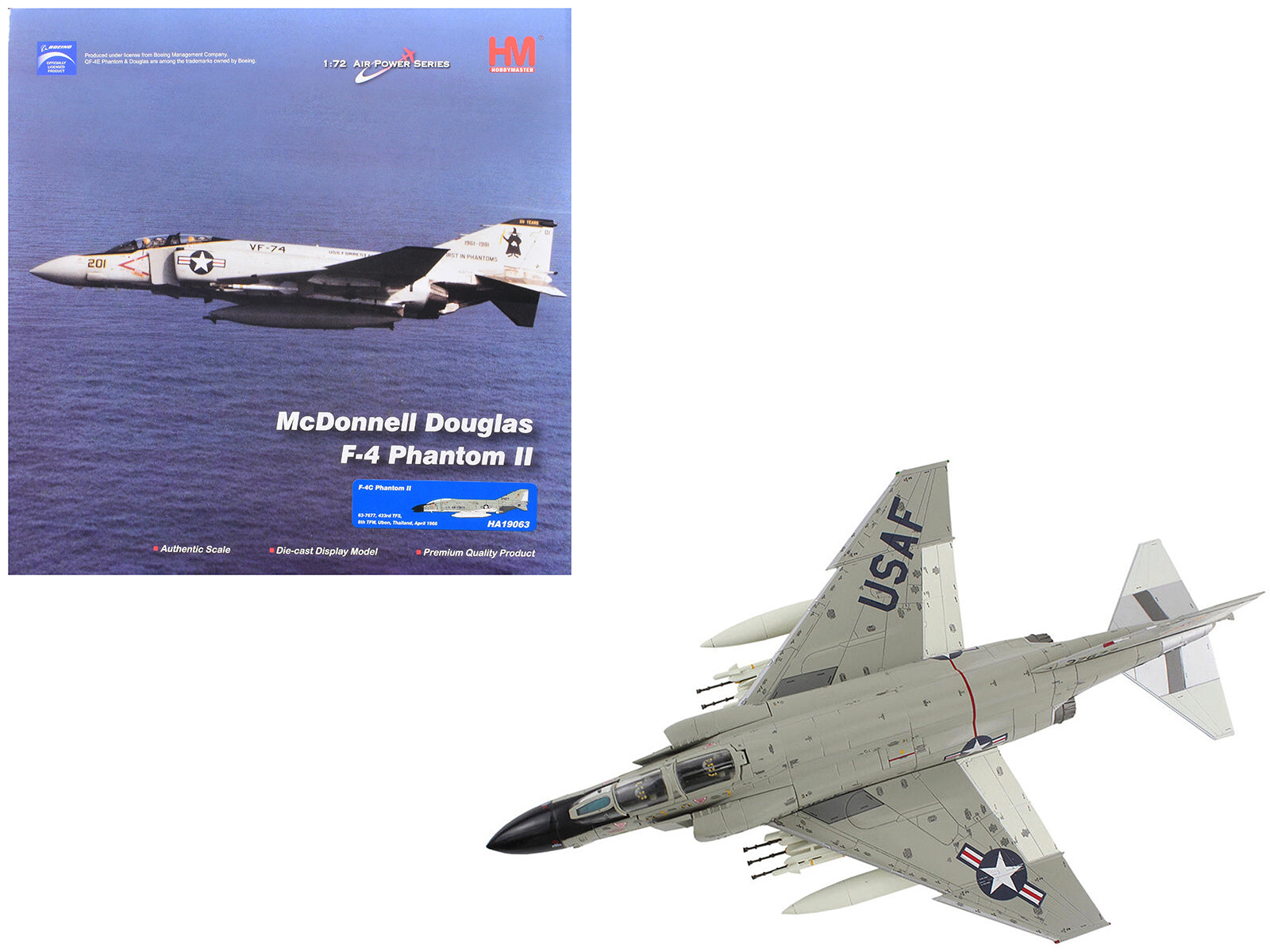 McDonnell Douglas F-4C Phantom II Fighter-Bomber Aircraft "433rd TFS 8th TFW Ubon Thailand" (1966) United States Air Force "Air Power Series" 1/72 Diecast Model by Hobby Master-DiecastModeler.com