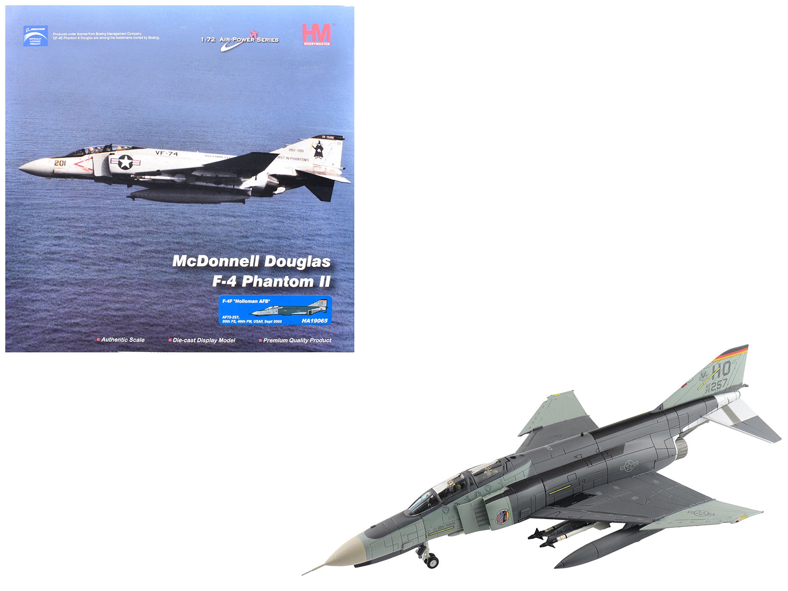 McDonnell Douglas F-4F Phantom II Fighter-Bomber Aircraft "AF72-257 20th Fighter Squadron 49th Fighter Wing Holloman AFB" (2002) United States Air Force "Air Power Series" 1/72 Diecast Model by Hobby Master-DiecastModeler.com