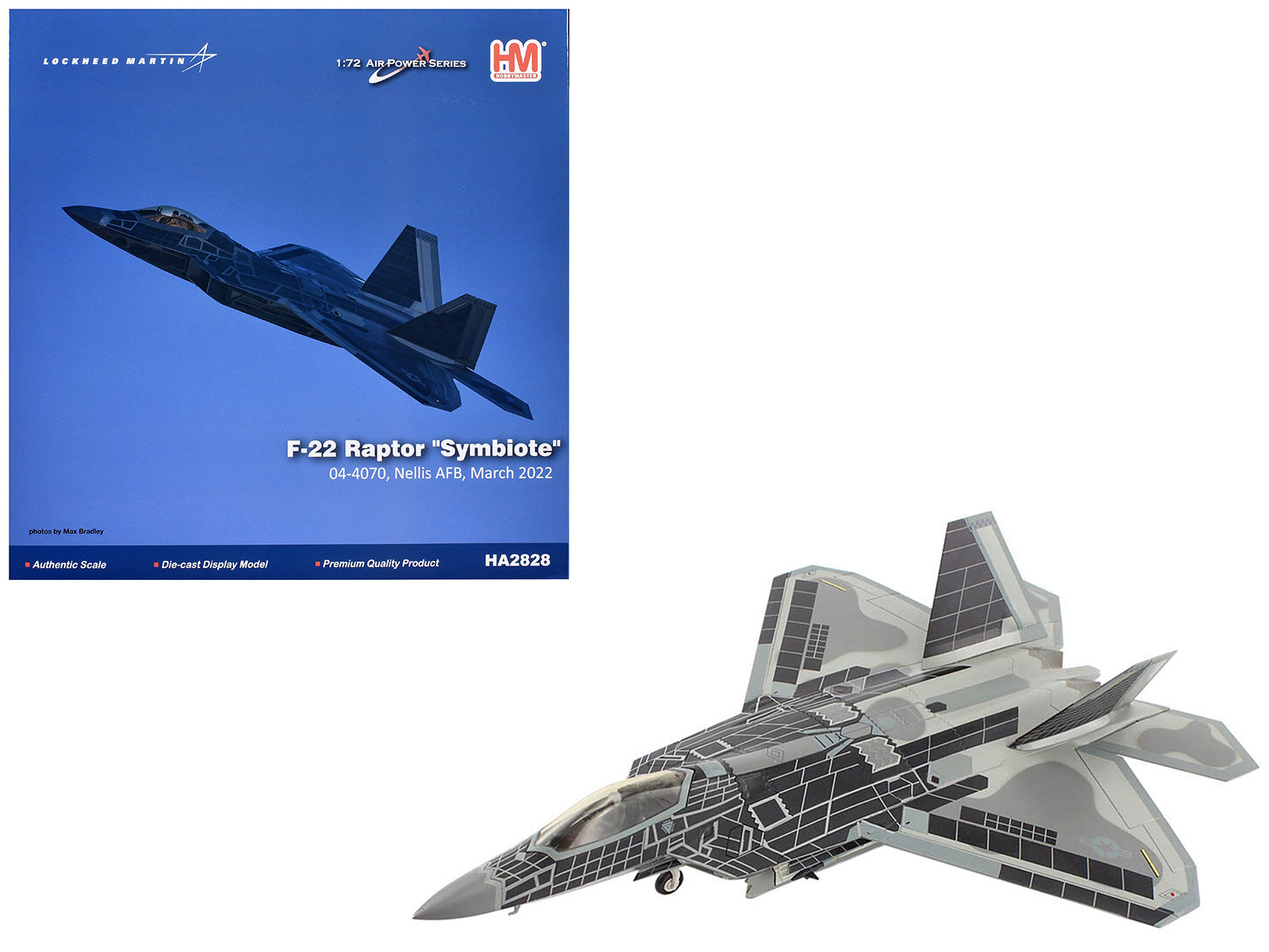Lockheed F-22A Raptor Stealth Aircraft "Symbiote Nellis AFB NV" (2021) United States Air Force "Air Power Series" 1/72 Diecast Model by Hobby Master-DiecastModeler.com