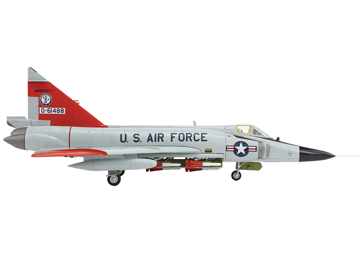 Convair F-102A Delta Dagger Interceptor Aircraft "179th Fighter Interceptor Squadron Minnesota Air National Guard" (1966) United States Air Force "Air Power Series" 1/72 Diecast Model by Hobby Master-DiecastModeler.com