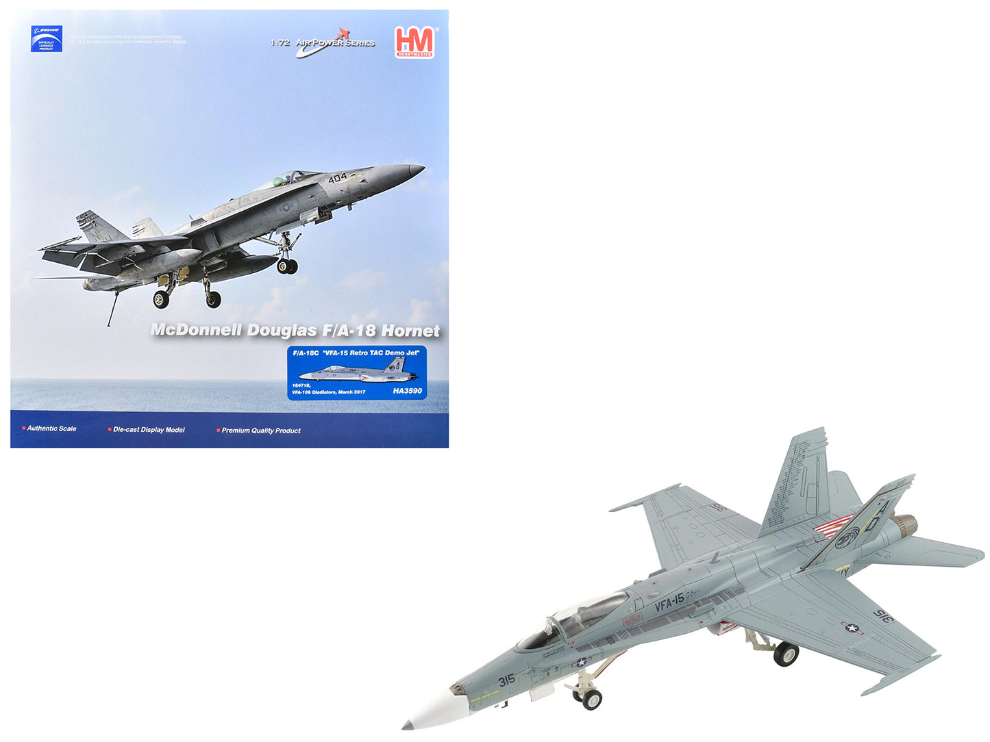 McDonnell Douglas F/A-18C Hornet Aircraft "VFA-15 Retro TAC Demo Jet VFA-106 Gladiators" (2017) United States Navy "Air Power Series" 1/72 Diecast Model by Hobby Master-DiecastModeler.com