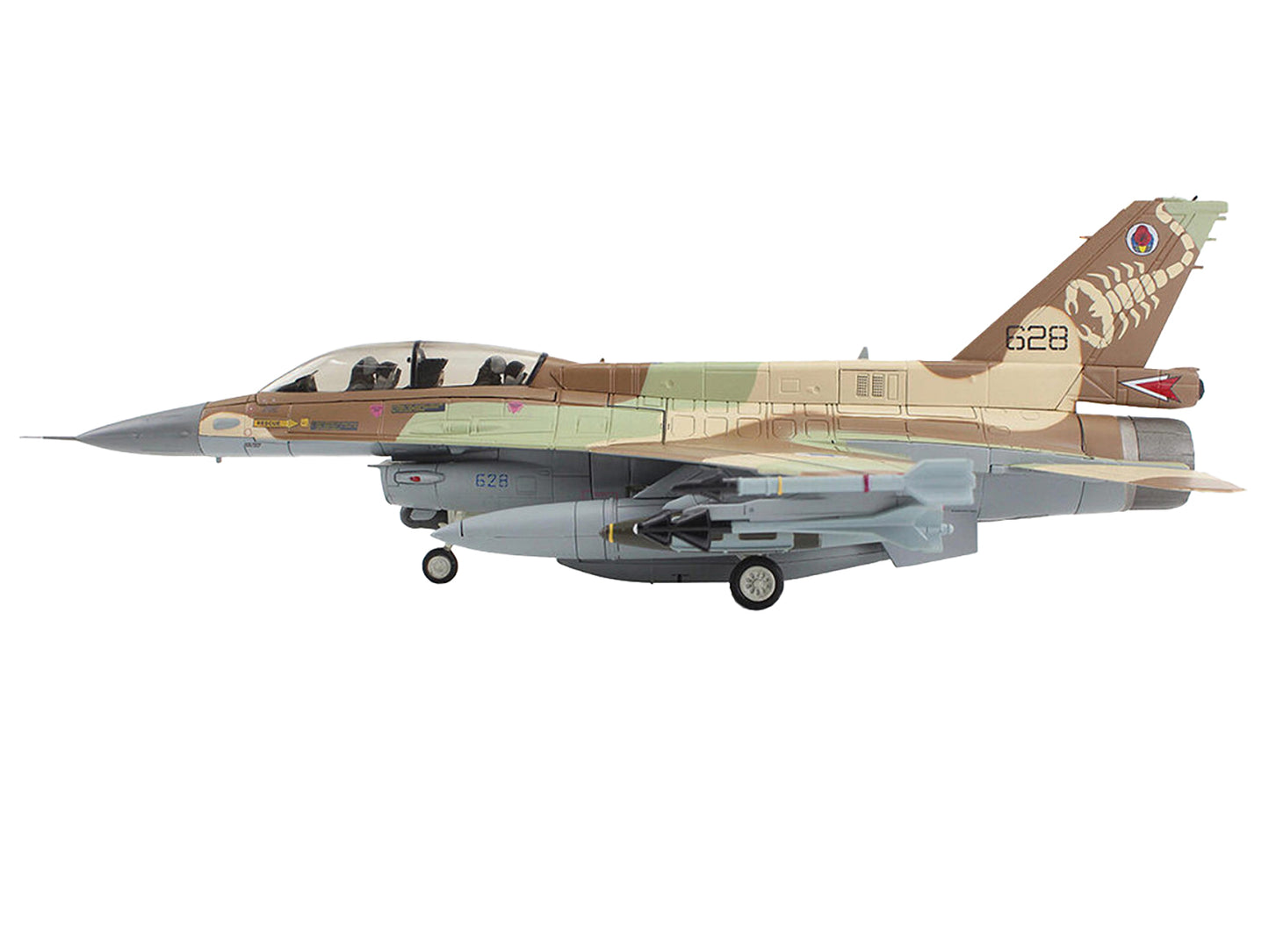 Lockheed F-16D Fighting Falcon Fighter Aircraft "628 Barak 105 Squadron The Scorpion" Israeli Air Force "Air Power Series" 1/72 Diecast Model by Hobby Master-DiecastModeler.com