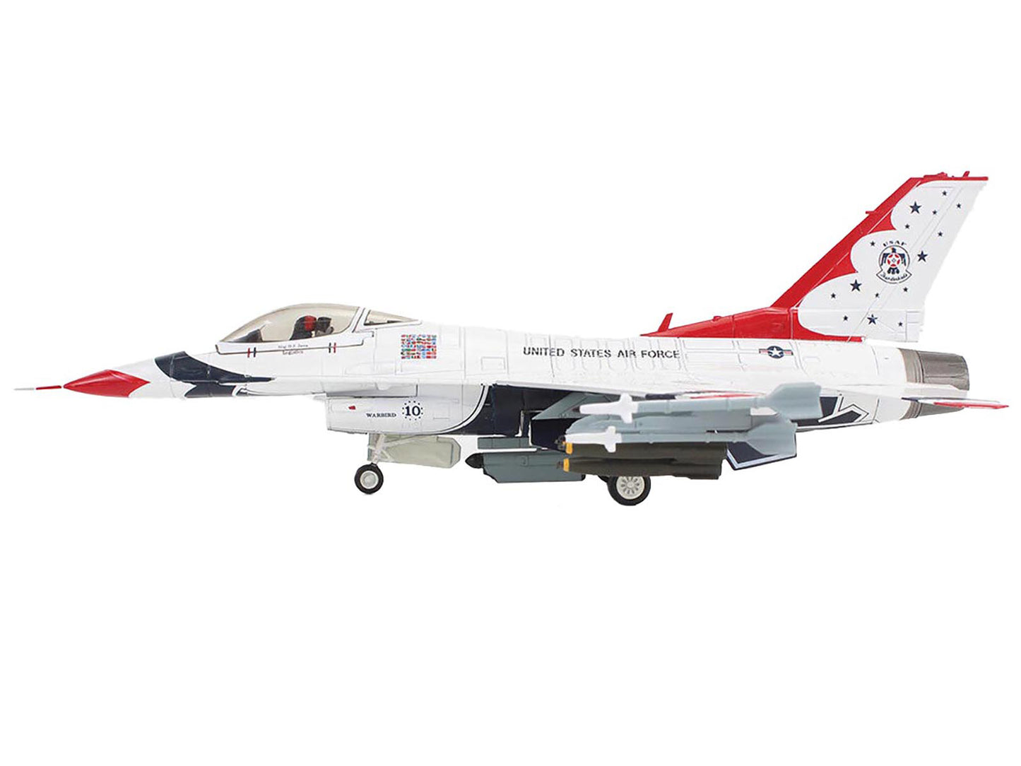 Lockheed F-16C Fighting Falcon Fighter Aircraft "No.10 Thunderbirds Warbird" United States Air Force "Air Power Series" 1/72 Diecast Model by Hobby Master-DiecastModeler.com