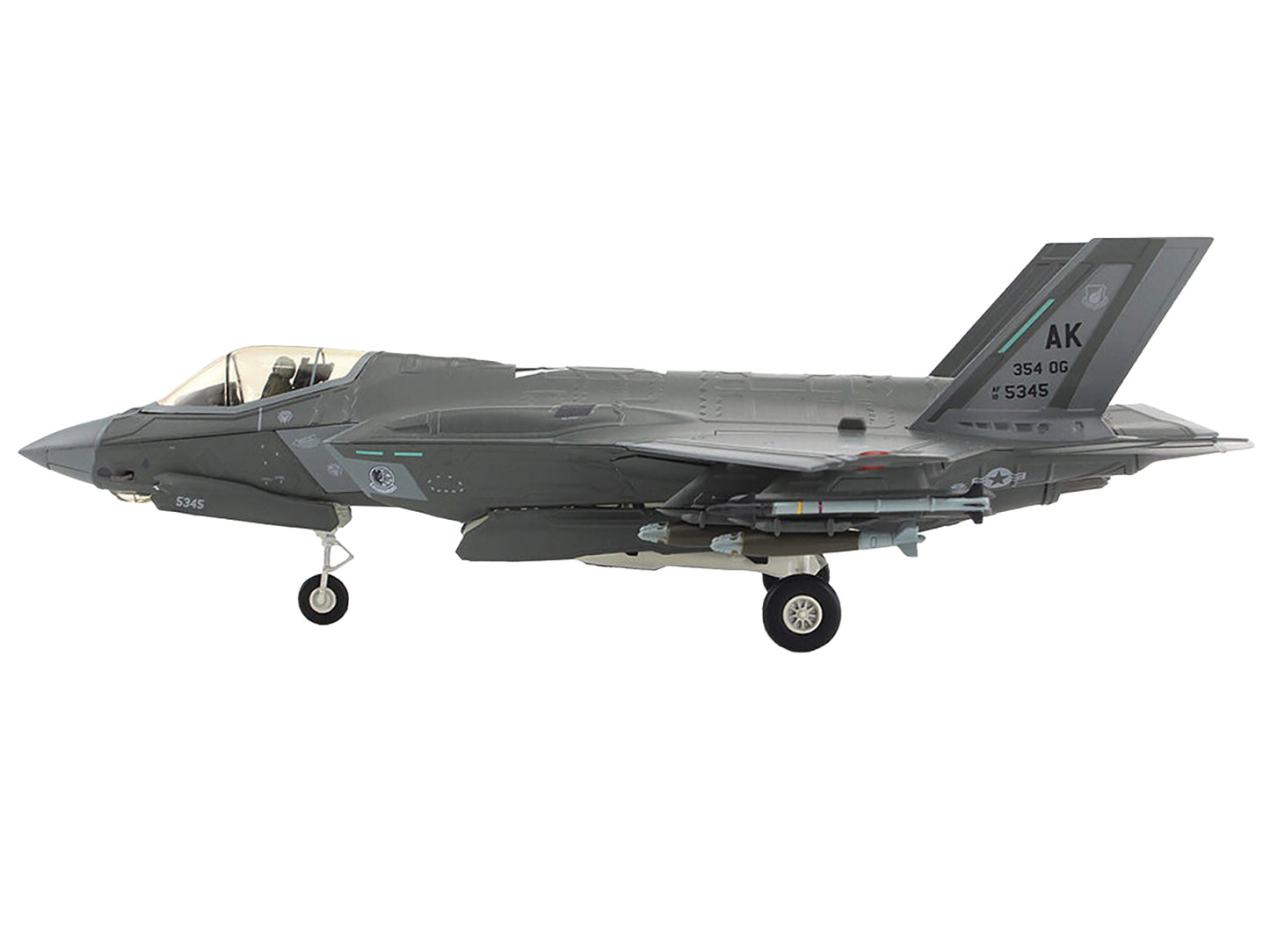 Lockheed Martin F-35A Lightning II Aircraft "5345 354th Operations Group Eielson Air Force Base Alaska" (2020s) United States Air Force "Air Power Series" 1/72 Diecast Model by Hobby Master