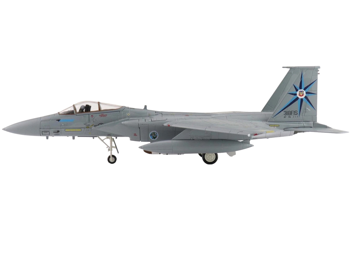 McDonnell Douglas F-15A Eagle Fighter Aircraft "76-0111 318th Fighter Interceptor Squadron" United States Air Force "Air Power Series" 1/72 Diecast Model by Hobby Master