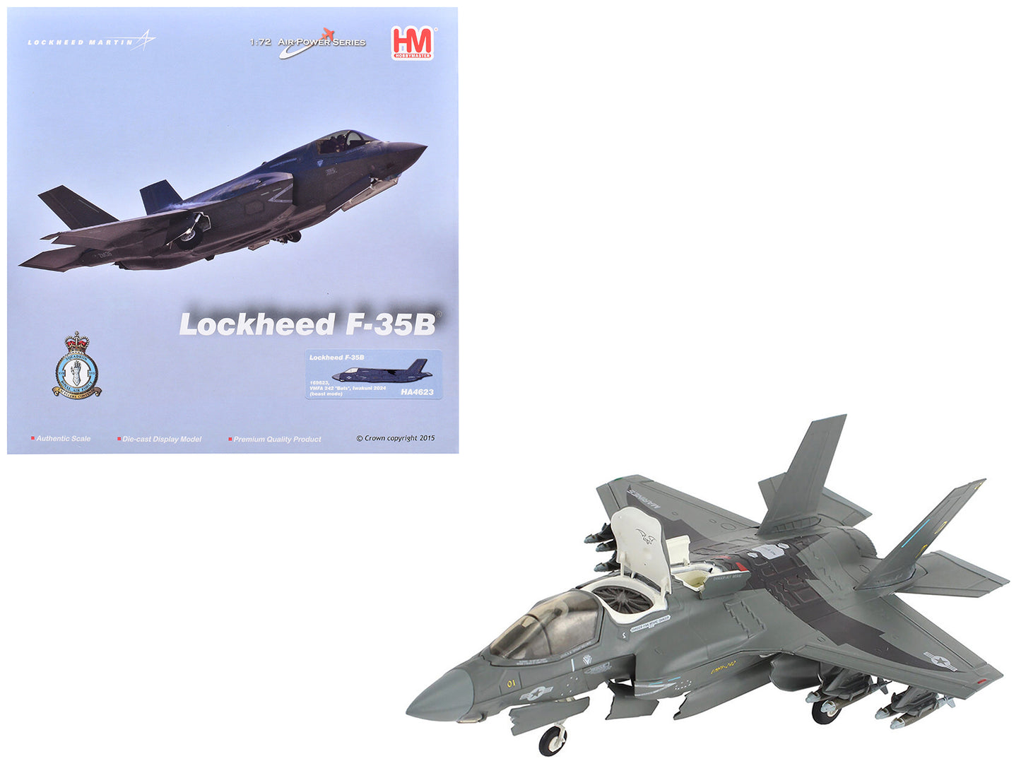 Lockheed F-35B Lightning II Aircraft (Beast Mode) "169623 VMFA-242 Bats Iwakuni Japan" (2024) United States Marine Corps "Air Power Series" 1/72 Diecast Model by Hobby Master