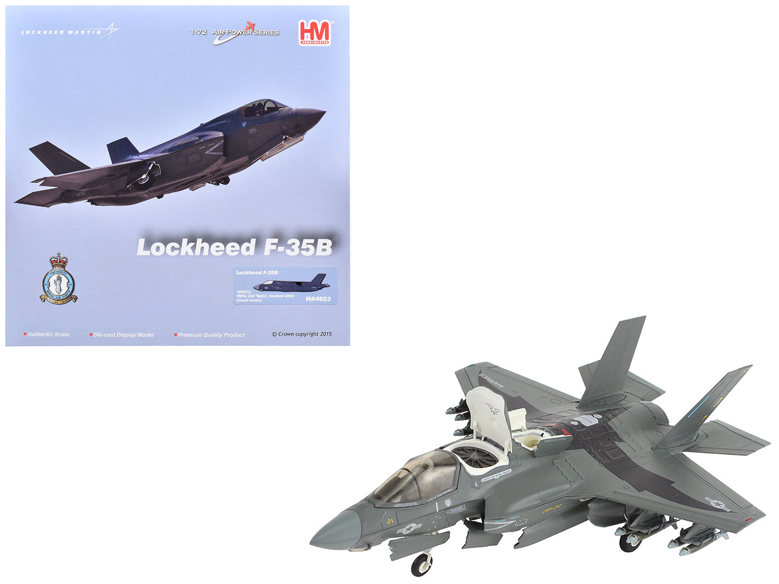 Lockheed F-35B Lightning II Aircraft (Beast Mode) "169623 VMFA-242 Bats Iwakuni Japan" (2024) United States Marine Corps "Air Power Series" 1/72 Diecast Model by Hobby Master-DiecastModeler.com