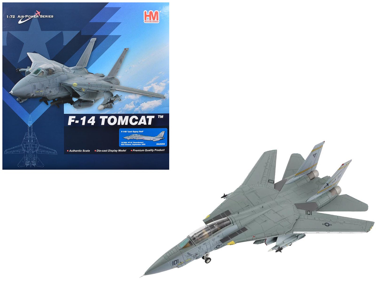Grumman F-14B Tomcat Fighter Aircraft "Last Gypsy Roll VF-32 Swordsmen NAS Oceana" (2005) United States Navy "Air Power Series" 1/72 Diecast Model by Hobby Master-DiecastModeler.com
