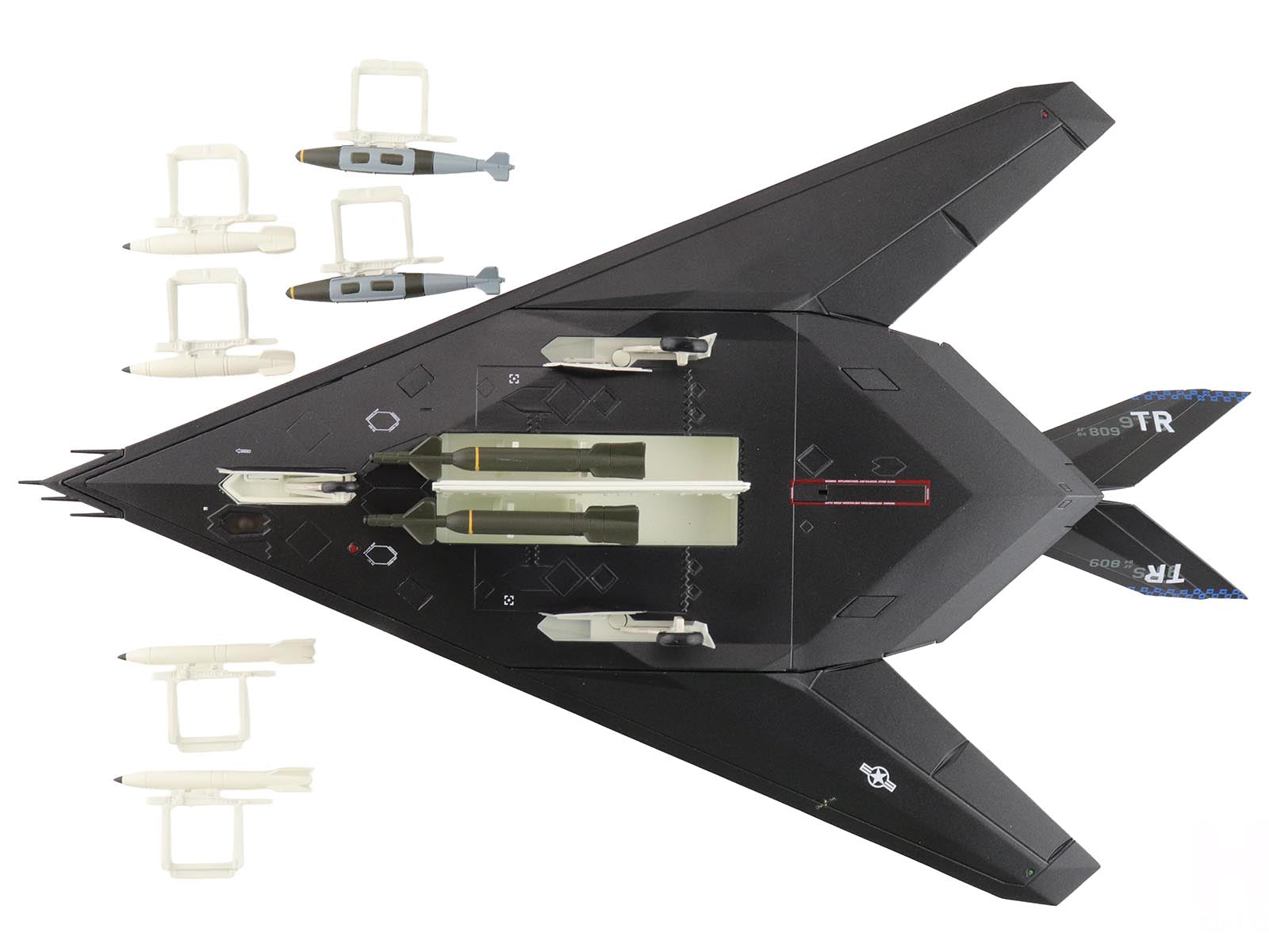 Lockheed F-117A Nighthawk Stealth Aircraft "84-0809" (2022) United States Air Force "Air Power Series" 1/72 Diecast Model by Hobby Master-DiecastModeler.com