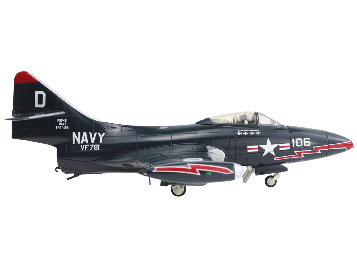 Grumman F9F-5 Panther Aircraft "VF-781 Royce Williams Action Speak Louder than Medals" United States Navy "Air Power Series" 1/48 Diecast Model by Hobby Master-DiecastModeler.com
