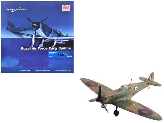 Supermarine Spitfire Mk.1a Fighter Aircraft "J/P9374 Dunkirk" British Royal Air Force "Air Power Series" 1/48 Diecast Model by Hobby Master-DiecastModeler.com