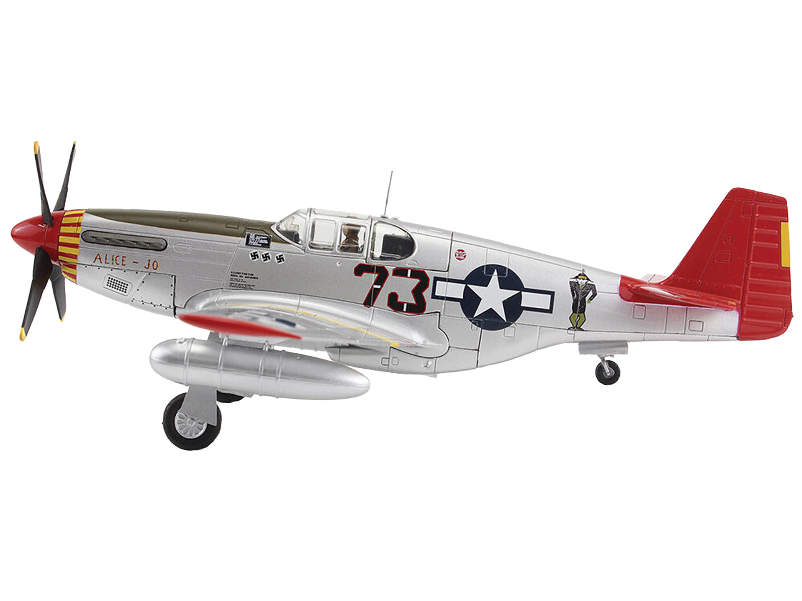North American P-51C Mustang Fighter Aircraft "Alice-Jo Capt. Wendell Pruitt 302nd FS Italy" (1945) United States Army Air Force "Air Power Series" 1/48 Diecast Model by Hobby Master-DiecastModeler.com