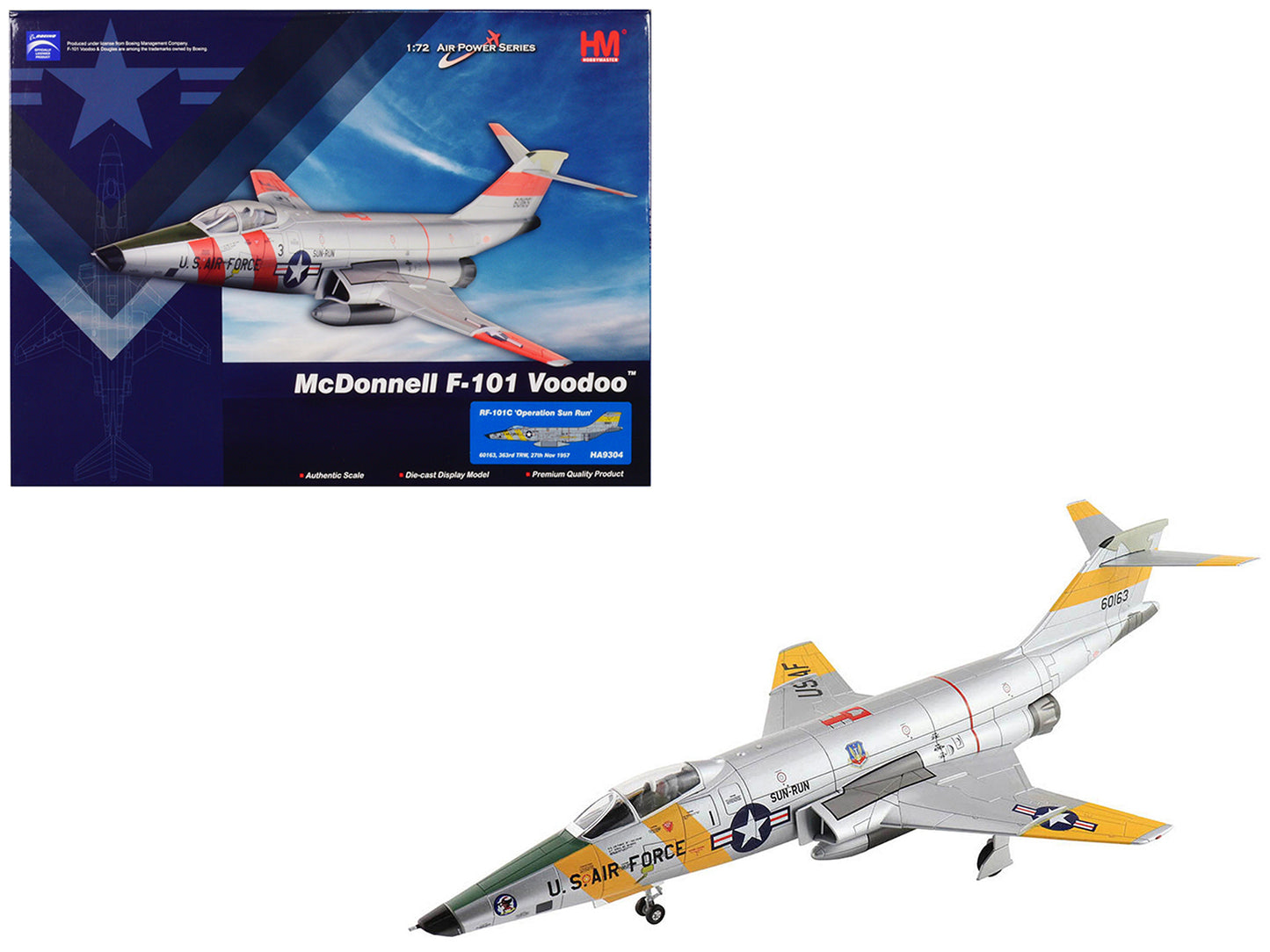 McDonnell RF-101C Voodoo Fighter Aircraft "363rd TRW Operation Sun Run" (1957) United States Air Force "Air Power Series" 1/72 Diecast Model by Hobby Master-DiecastModeler.com