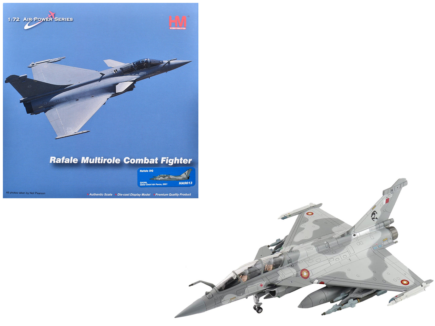 Dassault Rafale DQ Fighter Aircraft "QA209" (2021) Qatar Emiri Air Force "Air Power Series" 1/72 Diecast Model by Hobby Master