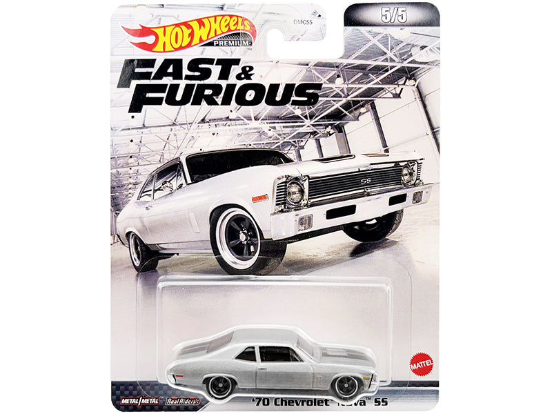 1970 Chevrolet Nova SS Silver Metallic with Black Stripes "Fast & Furious" Series Diecast Model Car by Hot Wheels-DiecastModeler.com