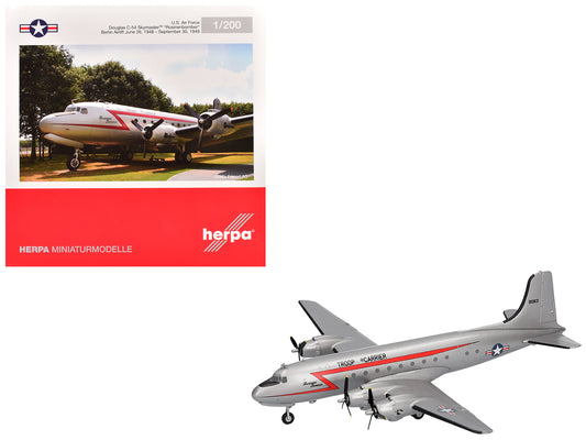 Douglas C-54 Skymaster Transport Aircraft "Rosinenbomber" (44-9063) United States Air Force 1/200 Diecast Model Airplane by Herpa