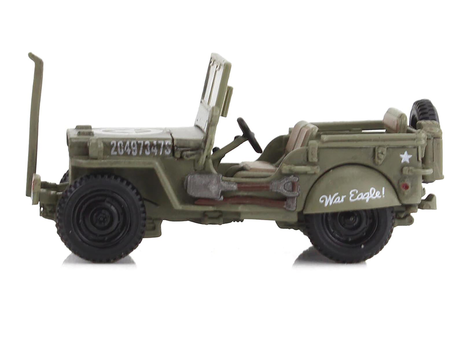 U.S. 1/4 ton Military Vehicle Olive Drab "Gen. George Patton US 3rd Army War Eagle" (1945) United States Army "Ground Power Series" 1/72 Diecast Model by Hobby Master-DiecastModeler.com
