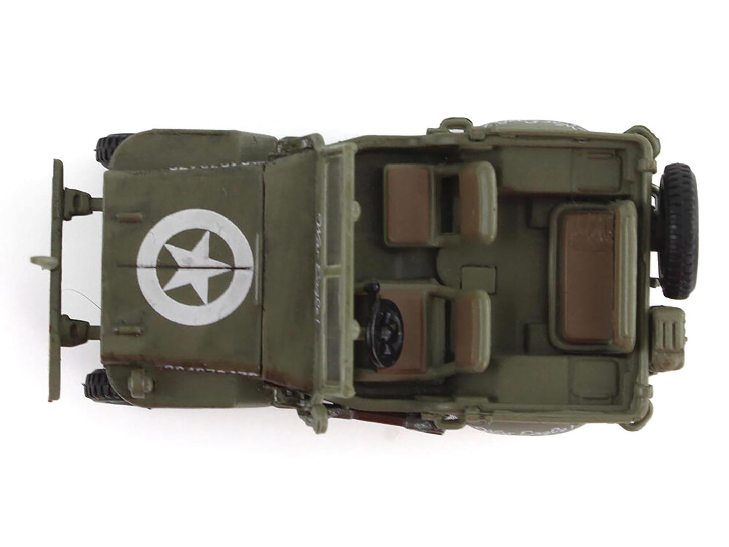 U.S. 1/4 ton Military Vehicle Olive Drab "Gen. George Patton US 3rd Army War Eagle" (1945) United States Army "Ground Power Series" 1/72 Diecast Model by Hobby Master-DiecastModeler.com