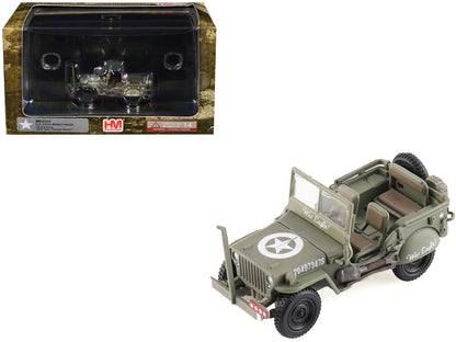 U.S. 1/4 ton Military Vehicle Olive Drab "Gen. George Patton US 3rd Army War Eagle" (1945) United States Army "Ground Power Series" 1/72 Diecast Model by Hobby Master-DiecastModeler.com