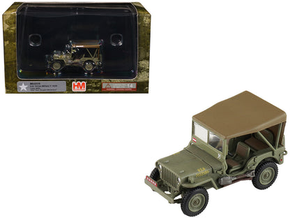 U.S. 1/4 ton Military Vehicle Olive Drab "Gen. Douglas MacArthur Leyte WWII" (1945) United States Army "Ground Power Series" 1/72 Diecast Model by Hobby Master-DiecastModeler.com