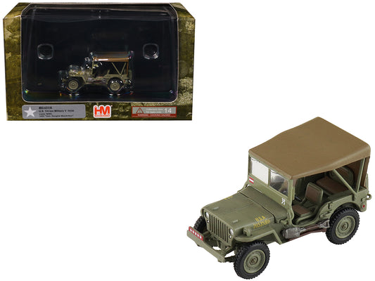 U.S. 1/4 ton Military Vehicle Olive Drab "Gen. Douglas MacArthur Leyte WWII" (1945) United States Army "Ground Power Series" 1/72 Diecast Model by Hobby Master-DiecastModeler.com