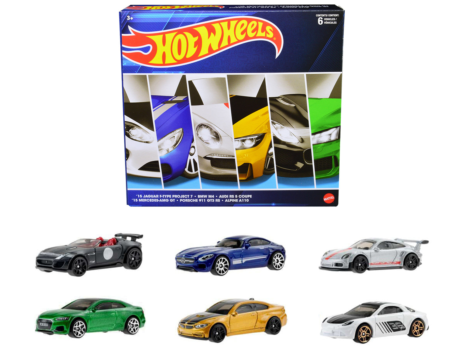 "European Theme" 6 piece Set Diecast Model Cars by Hot Wheels-DiecastModeler.com