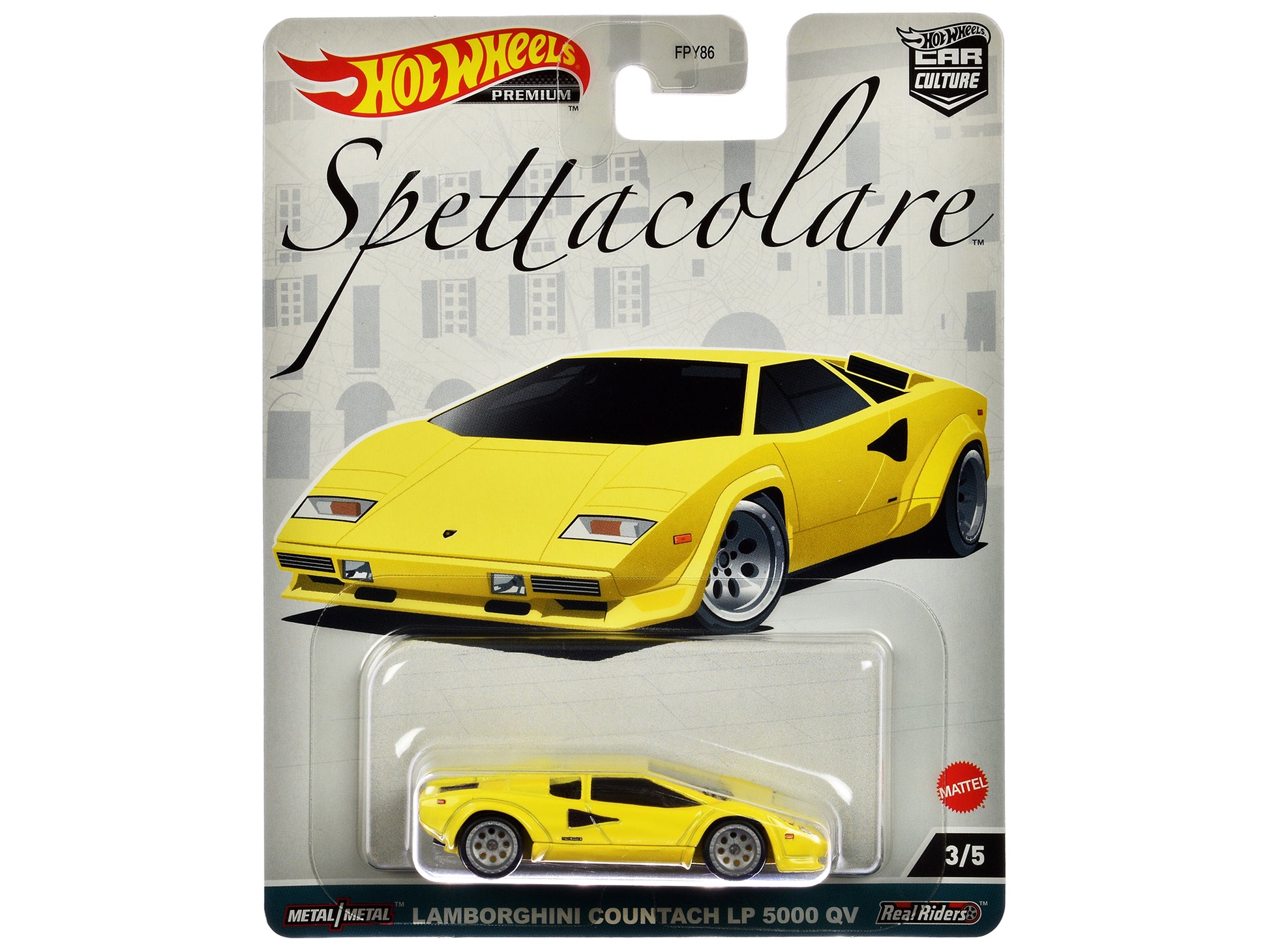 Lamborghini Countach LP 5000 QV Yellow "Spettacolare" Series Diecast Model Car by Hot Wheels-DiecastModeler.com