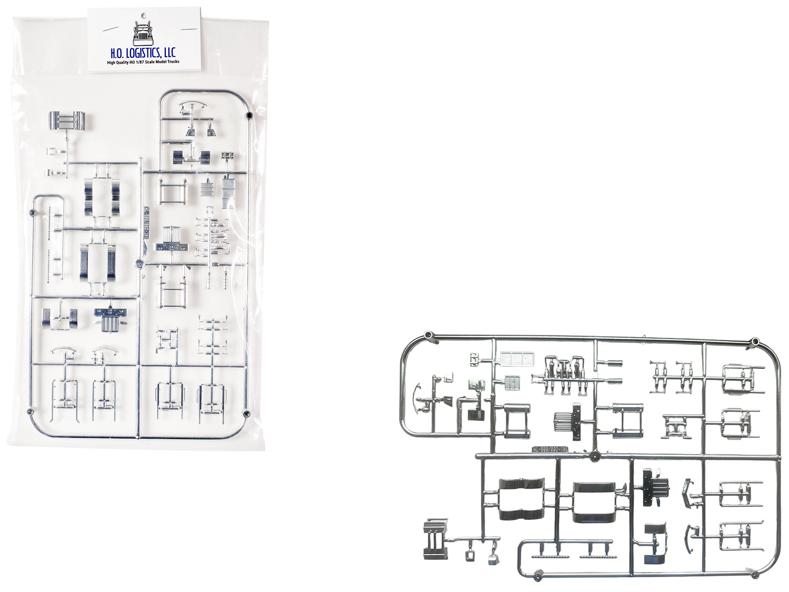 Chrome Plated Parts for Peterbilt 589 and Kenworth W990 Trucks 1/87 (HO) Plastic Model by HO Logistics-DiecastModeler.com