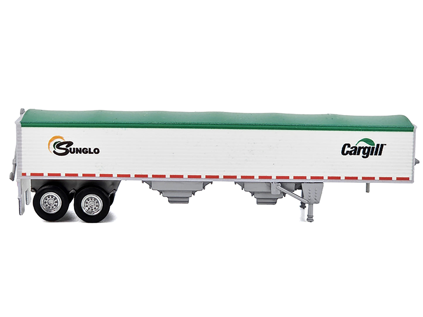 Covered Grain Trailer White with Green Tarp "SunGlo - Cargill" 1/87 (HO) Plastic Model Car by HO Logistics