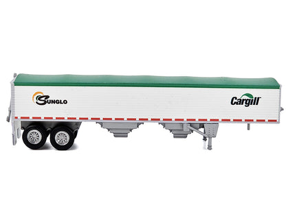 Covered Grain Trailer White with Green Tarp "SunGlo - Cargill" 1/87 (HO) Plastic Model Car by HO Logistics