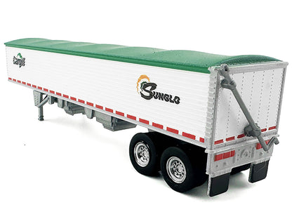 Covered Grain Trailer White with Green Tarp "SunGlo - Cargill" 1/87 (HO) Plastic Model Car by HO Logistics