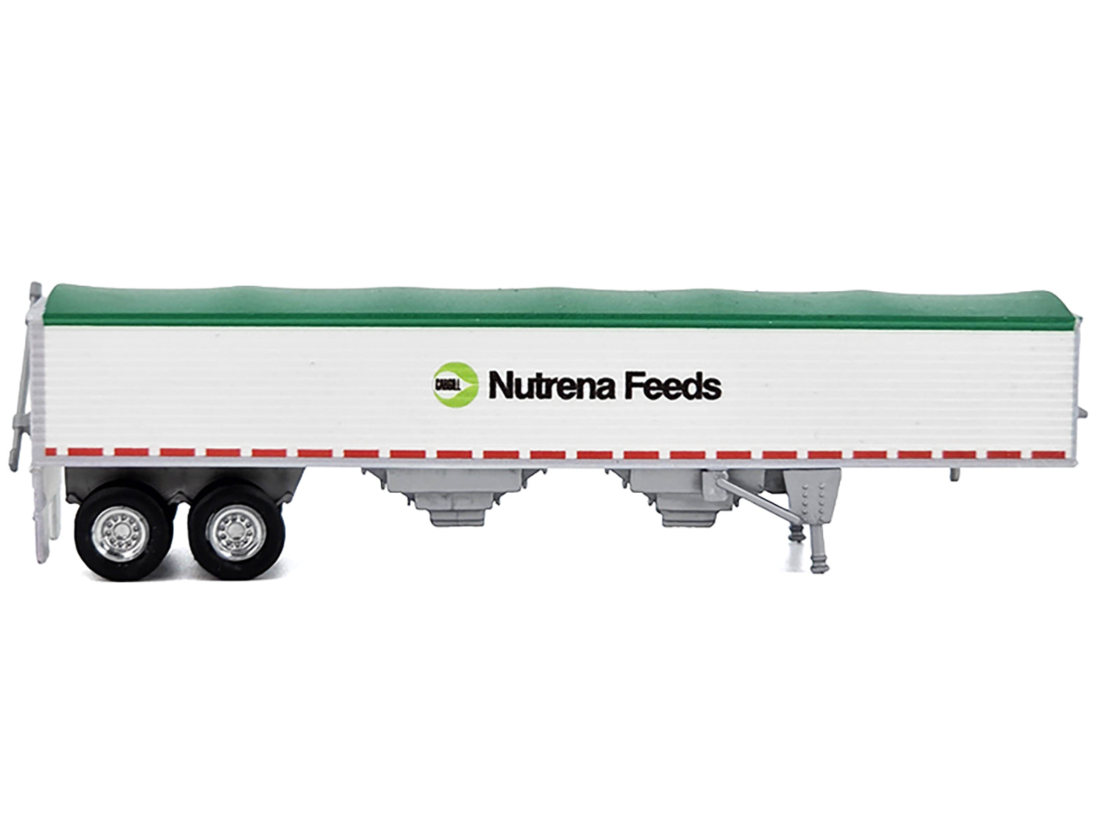 Covered Grain Trailer White with Green Tarp "Nutrena Feeds" 1/87 (HO) Plastic Model Car by HO Logistics-DiecastModeler.com