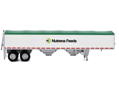 Covered Grain Trailer White with Green Tarp "Nutrena Feeds" 1/87 (HO) Plastic Model Car by HO Logistics-DiecastModeler.com