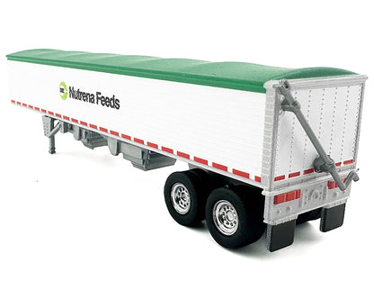 Covered Grain Trailer White with Green Tarp "Nutrena Feeds" 1/87 (HO) Plastic Model Car by HO Logistics-DiecastModeler.com
